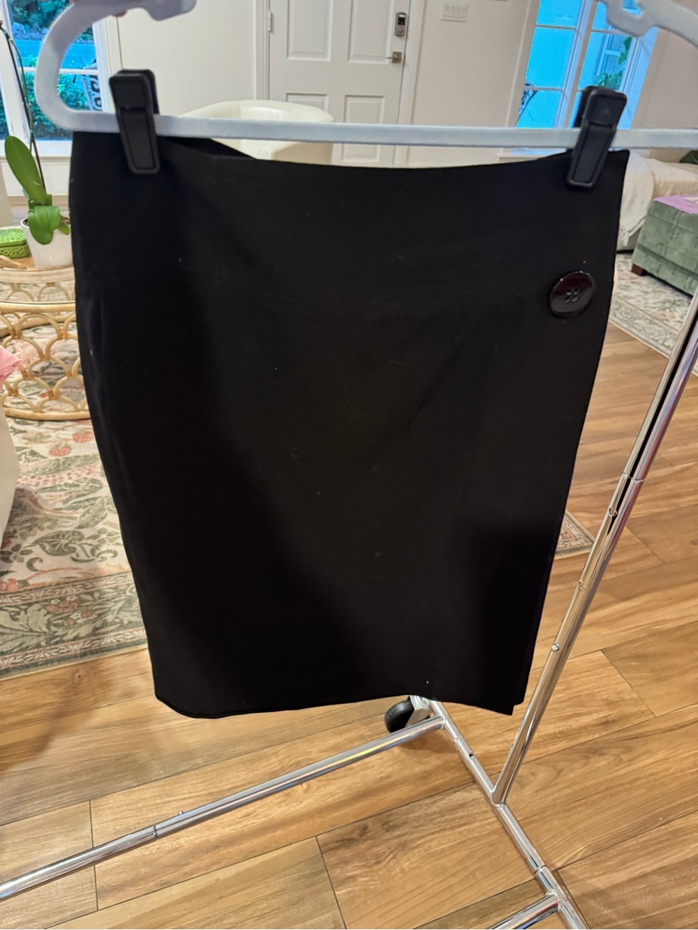 Focus 2000 Black Midi Pencil Skirt with Side Button